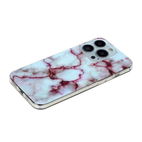 Marble iPhone 14 Pro Max Suojakotelo - Punainen Marble Red