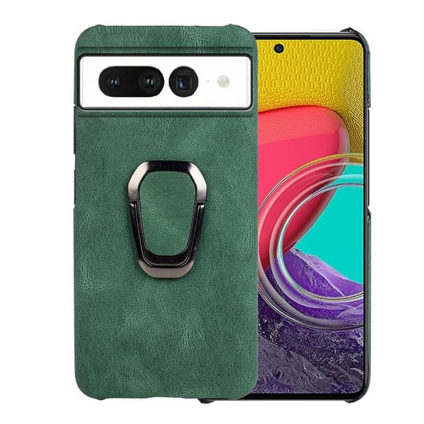 Stødsikkert lædercover med oval støttefod til Google Pixel 7 Pro - Grøn Green