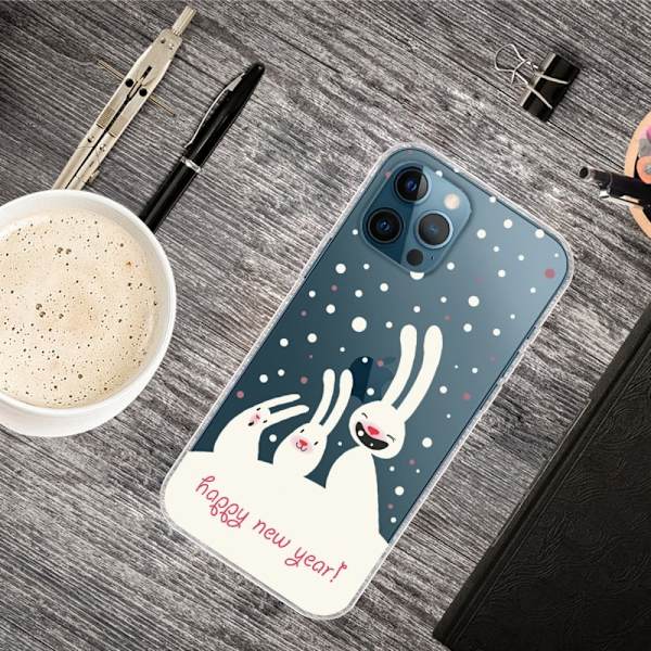 Julfodral till iPhone 13 Pro Max - Kaniner Vit