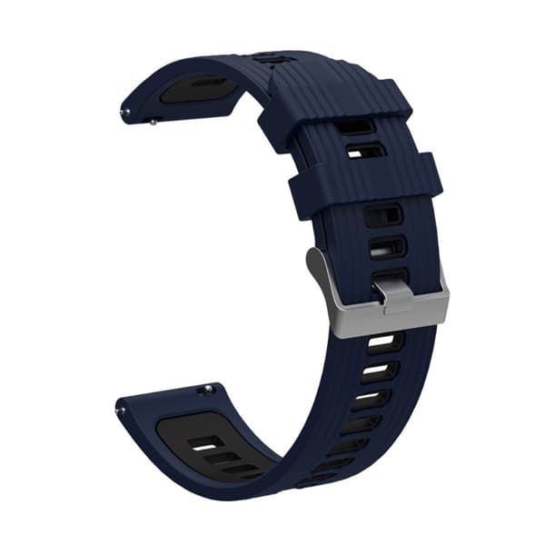 20 mm universal tofarget klokkerem i silikon - Midnattsblå / Svart Blue