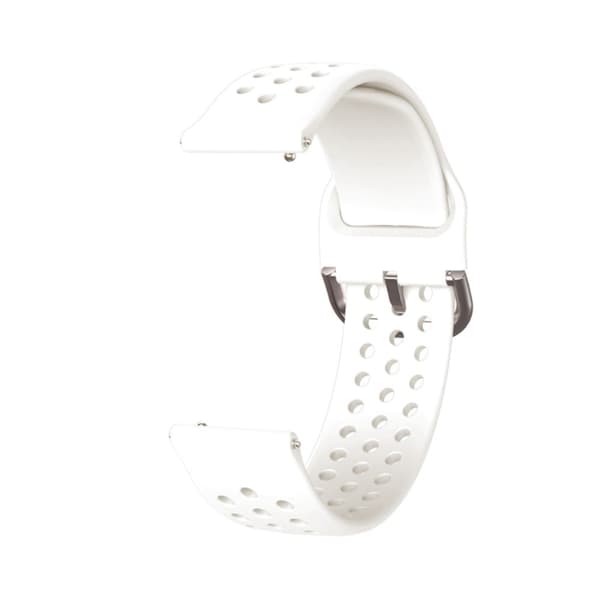 22 mm universal klockarmband i silikon med runda hål - Vit / Silverspänne Vit