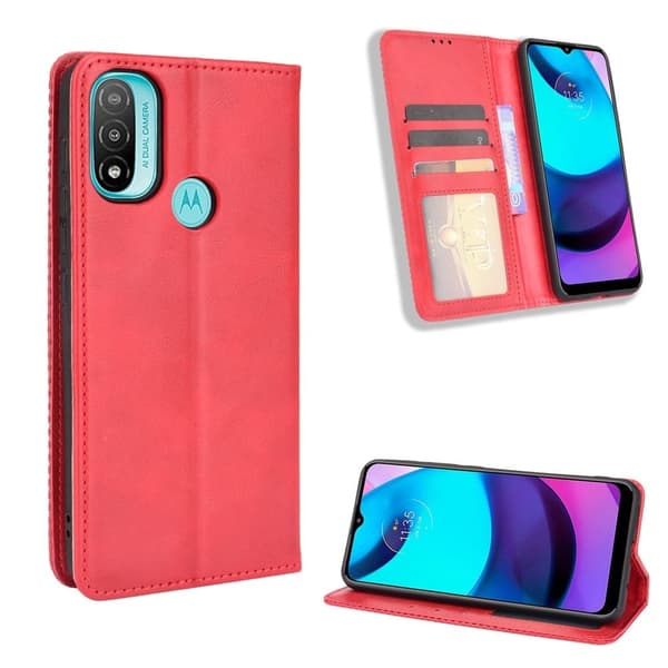 Bofink Vintage Motorola Moto E20 Læder Etui - Rød Red