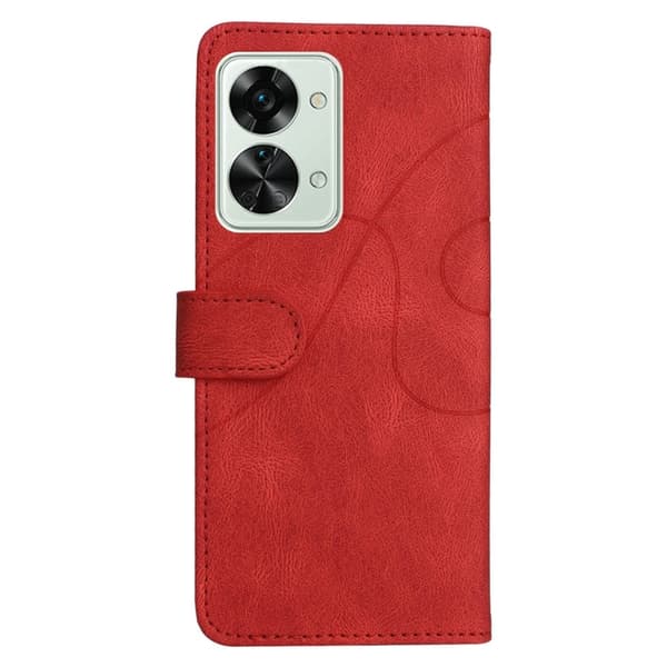 Tekstureret OnePlus Nord 2T læderetui med rem - Rød Red