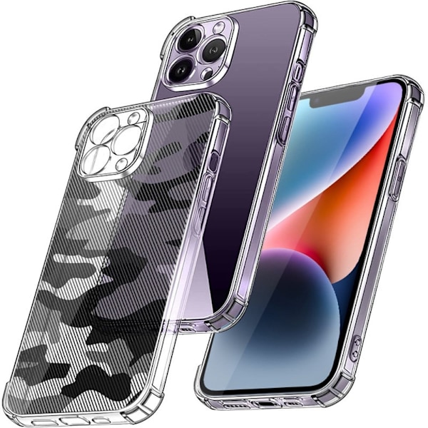 RZANTS halvgenomskinligt fodral med coolt tryck och hörnskydd för iPhone 14 Pro Transparent