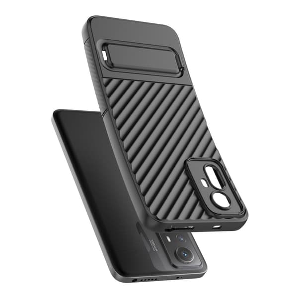 Beskyttende anti-ridse cover med kickstand til Xiaomi Redmi Note 12S Silver grey