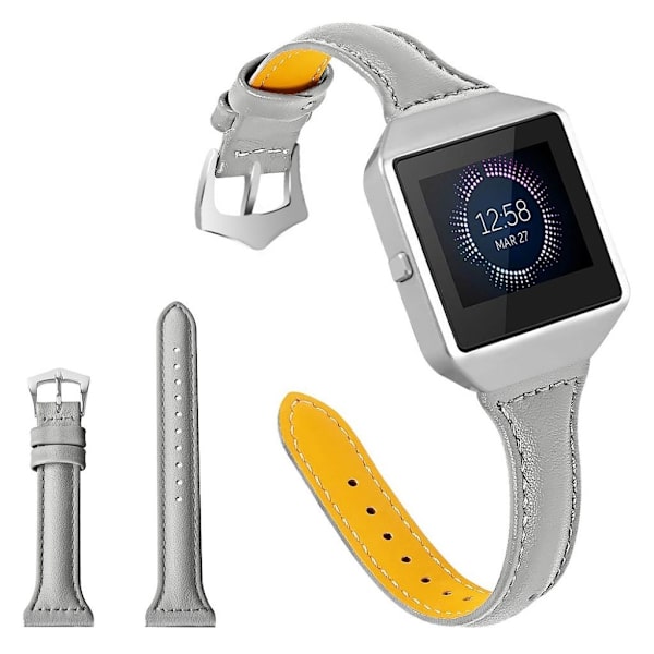 Fitbit Blaze urrem i okseskinn - Grå Silver grey
