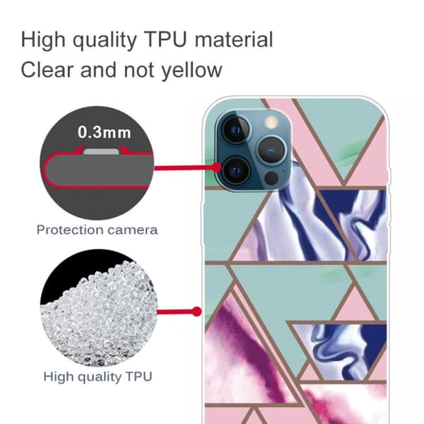 Marble iPhone 13 Pro Max Suojakotelo - Triangle Blitz Pattern Multicolor