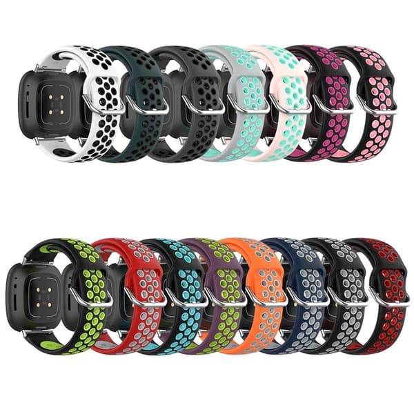 Fitbit Sense / Versa tofarget silikonklokkearmbånd - Svart / Grå Black