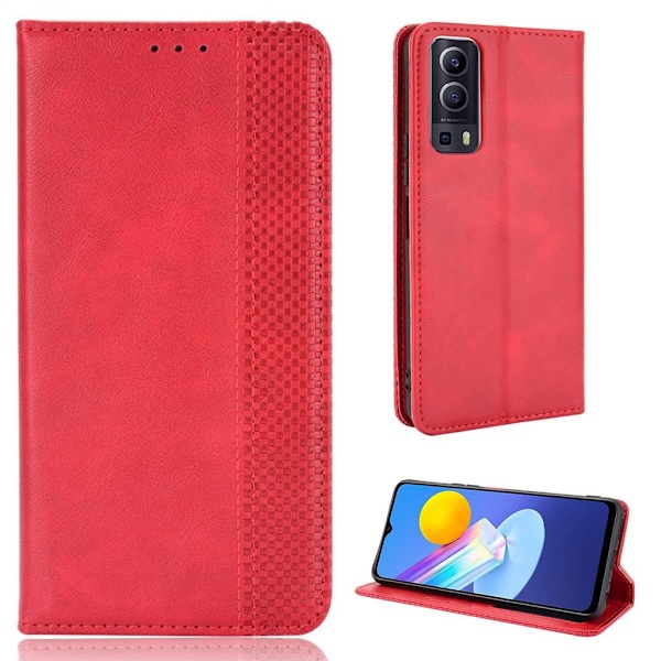 Bofink Vintage Vivo iQOO Z3 / Y72 5g Nahkakotelo - Punainen Red