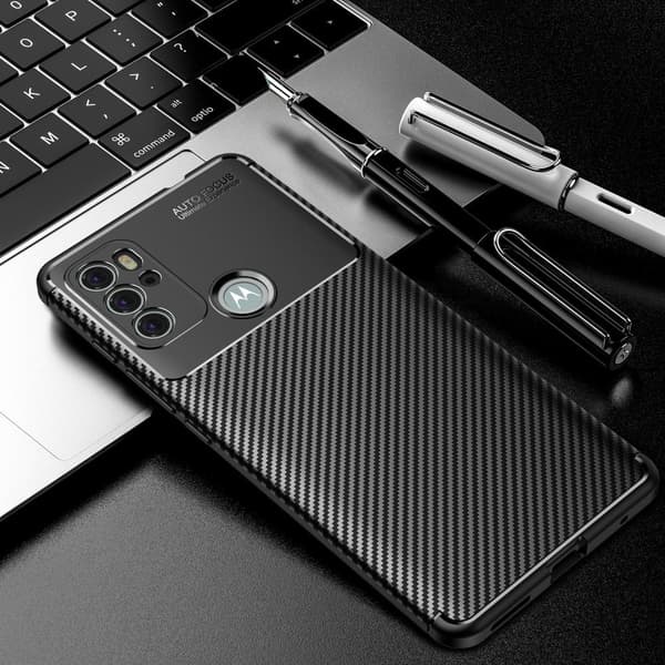 Carbon Shield Motorola Moto G60s Etui - Sort Black