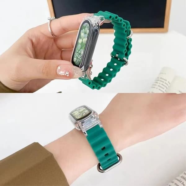Xiaomi Mi Band 7 silikoniranneke - Laventeli Harmaa / Läpinäkyvä Kotelo Silver grey