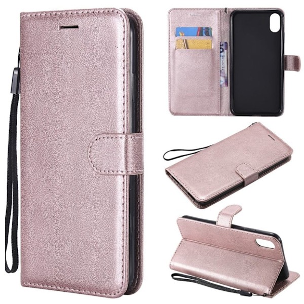 iPhone Xs Max flip etui i læder - Rosaguld Multicolor