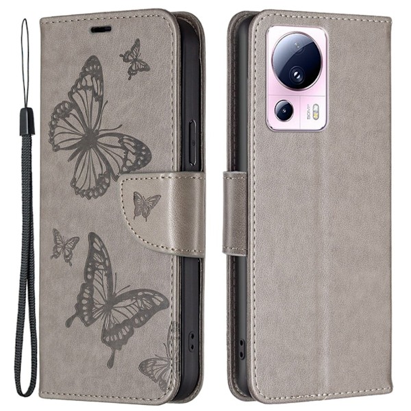 Butterfly läder Xiaomi 13 Lite / Xiaomi Civi 2 fodral - Silver/Grå Silvergrå