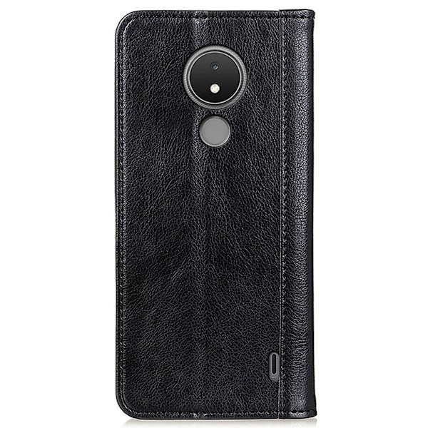 Nokia C21 ægte læderetui med magnetisk lukning - Sort Black