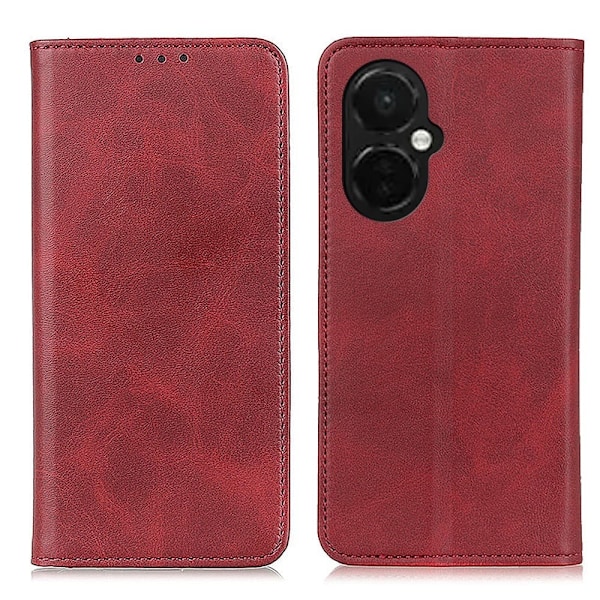 Flip Etui med Pung i Ægte Læder til OnePlus Nord CE 3 - Rød Red
