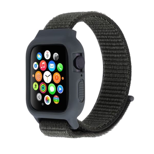 Apple Watch Series 5 40mm nylon silikonikehys - Tummanharmaa Black