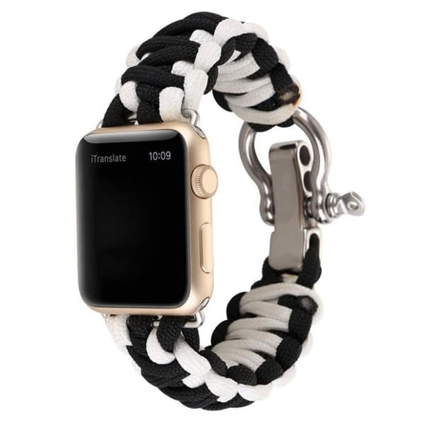 le Watch Series 4 44mm klockarmband med flätat rep - Svart / Vit multifärg