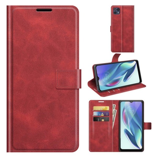 Hållbart konstläder Motorola Moto G50 5G fodral med plånbok - Rö Röd
