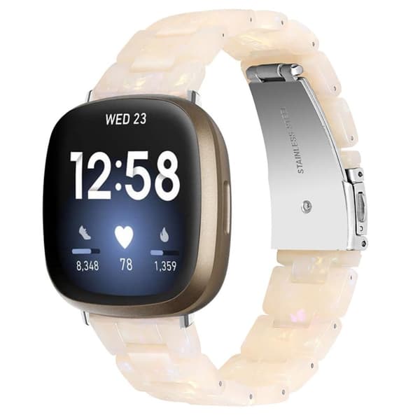 Fitbit Sense / Versa 3 urrem med resinperler - Fluorescerende Hvid White