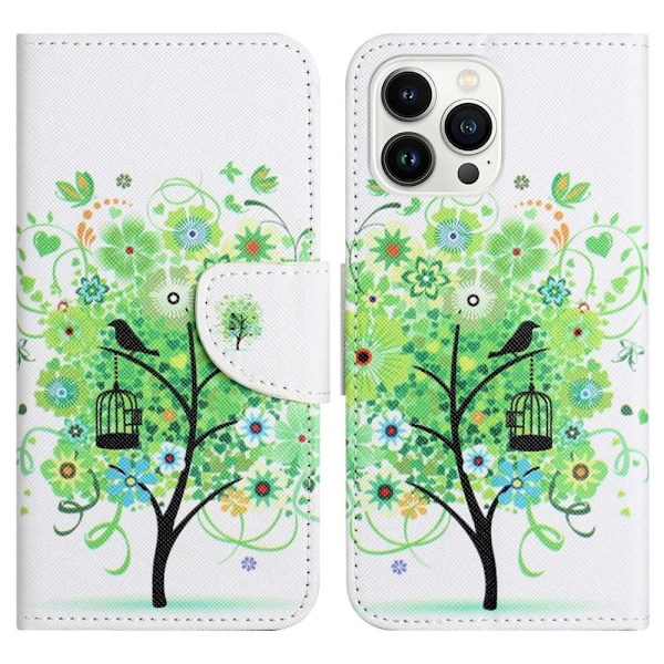 Wonderland iPhone 14 Pro flip etui - Grønt Træ Green