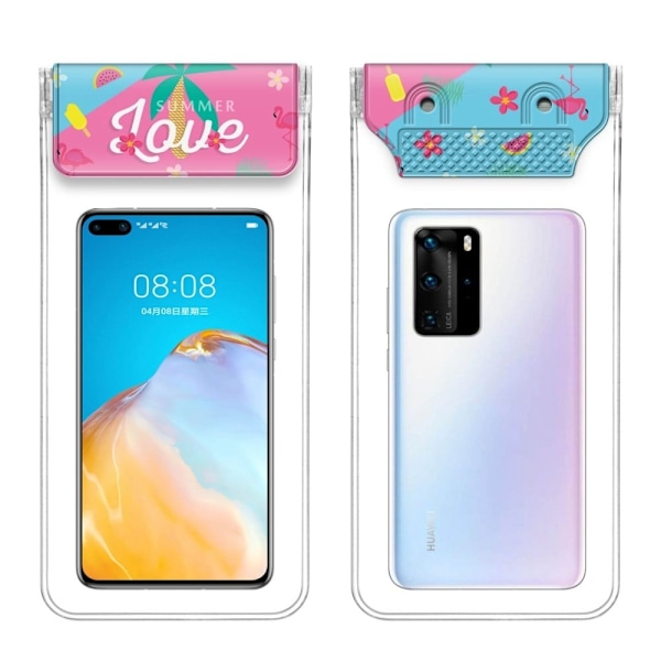 Universal triple layer waterproof phone pouch with lanyard - Coconut Tree Multicolor