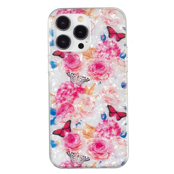 Butterfly läder iPhone 13 Pro fodral - Rosa Rosa