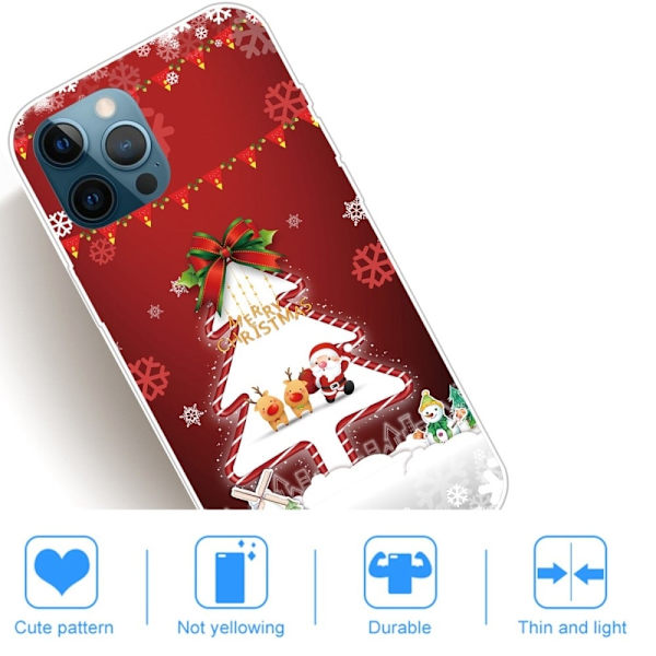 Juleveske til iPhone 14 Pro - Juletre Og Snøfnugg Red