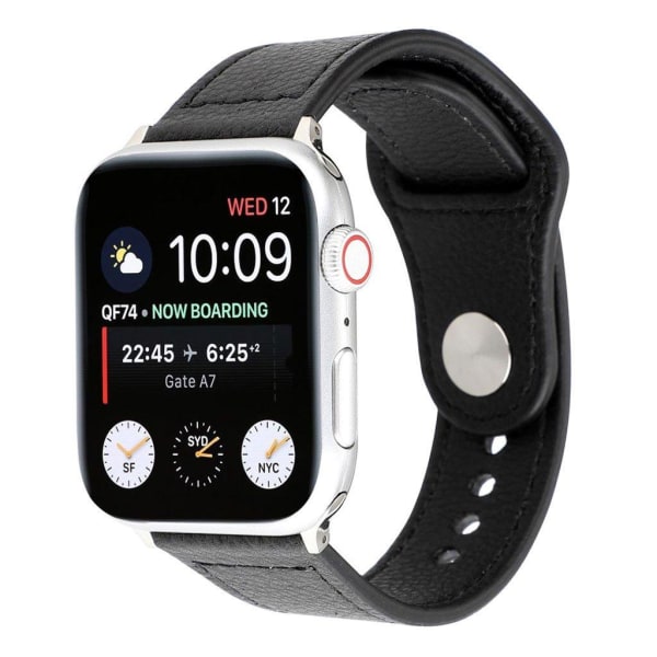 Apple Watch Series 4 44mm ægte læder nitte fastener Urrem - Sort Black