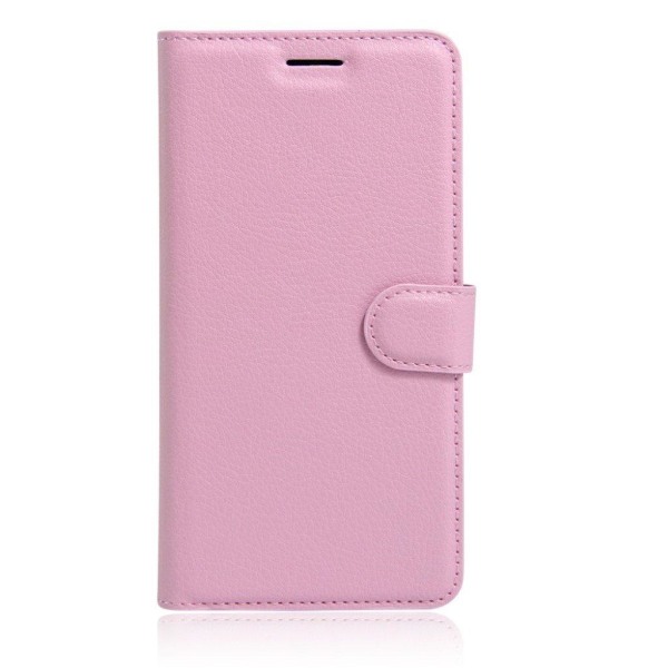 Laudrup iPhone 7 / 8 Litchi Grain læderpung med stativ - Pink Pink