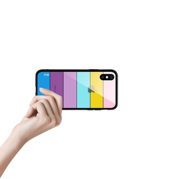 NXE iPhone Xs Max mobilskal tempererat glas silikon transparent multifärg