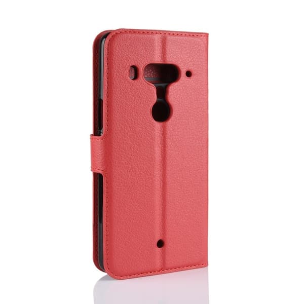 HTC U12 Plus Liitsihedelmän Jyvä Nahkainen Lompakko Kotelo - Punainen Red