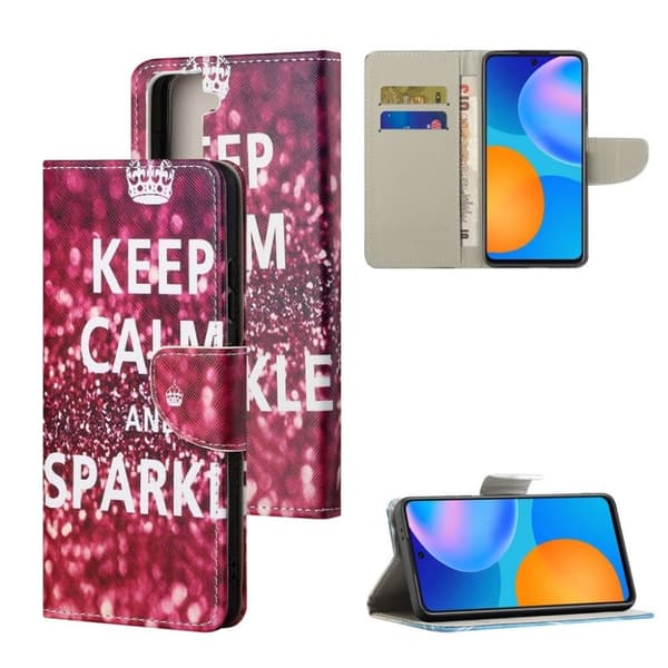 Wonderland Samsung Galaxy S21 Flippetui - Keep Calm og Sparkle Red