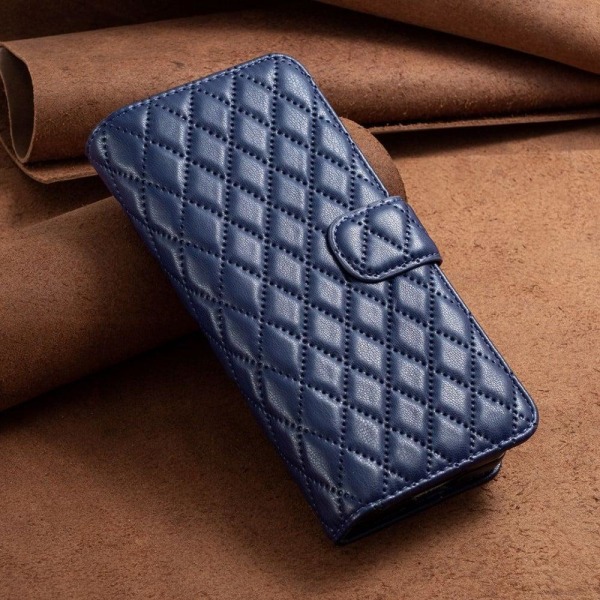 Rhombus pattern matte flip case for Samsung Galaxy Z Fold3 5G - Blue