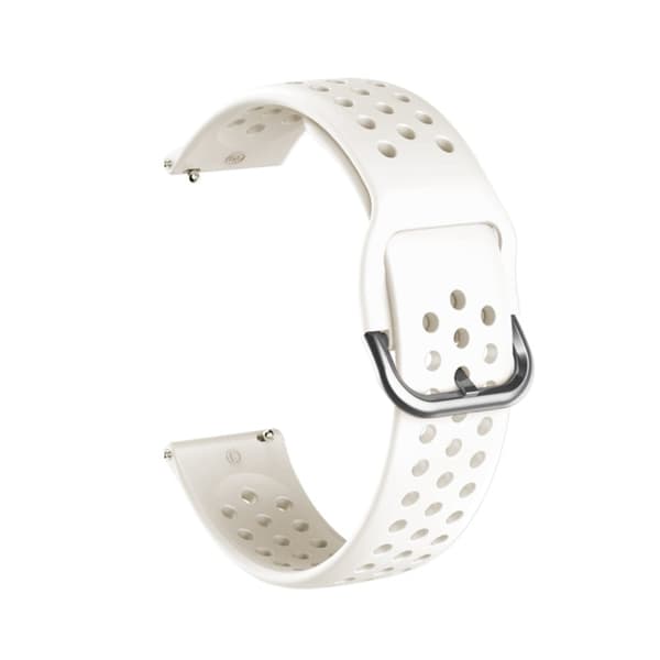 22 mm universal silikoneurrem med runde huller - Hvid / Sølvspænde White