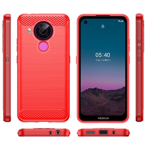 Carbon Flex Suojakotelo Nokia 5.4 - Punainen Red