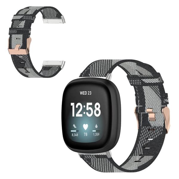 Fitbit Sense / Versa 3 rostfritt stål klockarmband - grå Stripes Silvergrå