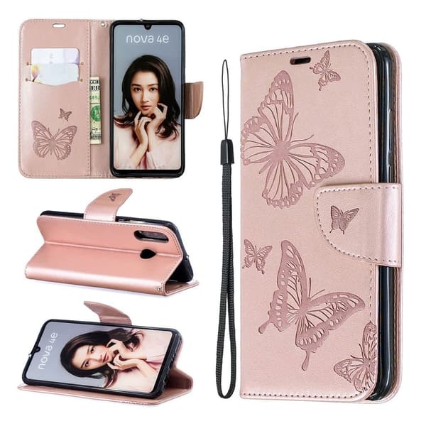 Butterfly Huawei P30 Lite kotelot - Ruusukulta Pink