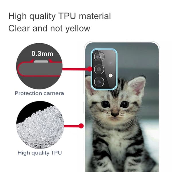 Deco Samsung Galaxy A72 5G kotelot - Söpö Kissa Multicolor