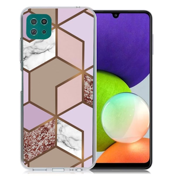 Marble design Samsung Galaxy A22 5G cover - Gylden Frodig Flise Multicolor