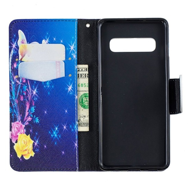 Samsung Galaxy S10 läderfodral med mönster - Eleganta Fjärilar multifärg