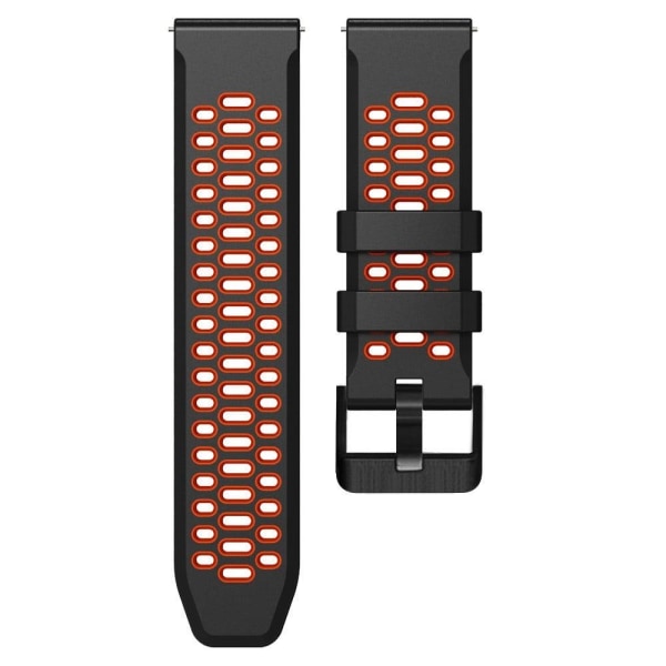 24mm kaksivärinen silikonikello Suunton ja Fossilin kellolle - Musta / Punainen Red