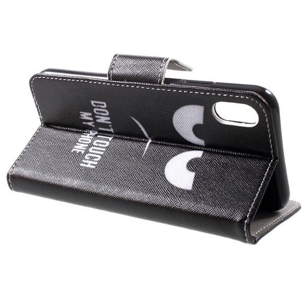iPhone Xs Max cross texture mønstret læder flip cover - Rør Ikke Ved Min Telefon Multicolor