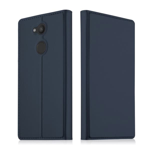 Sony Xperia L2 Etui laget av kunstlær og silikon - Mørk blå Blue