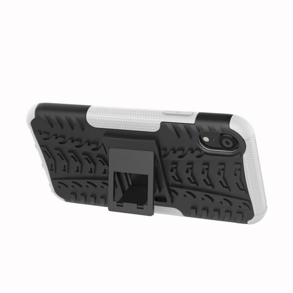 iPhone Xr dækmønster kickstand combo etui - Hvid White