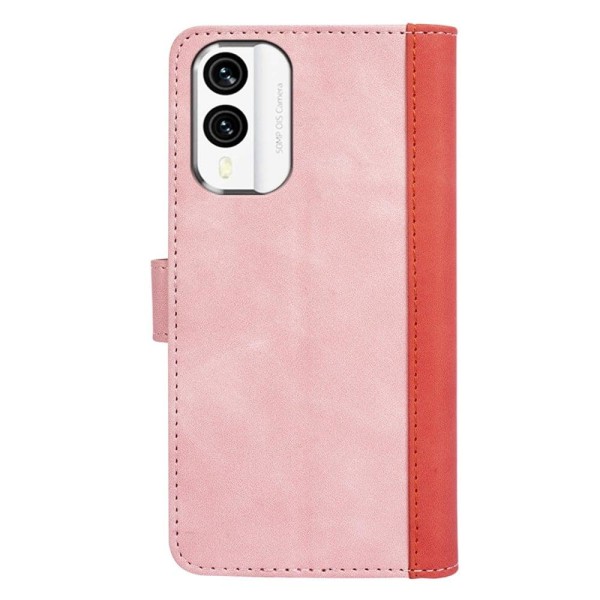 Two-color leather flip case for Nokia X30 - Pink Pink