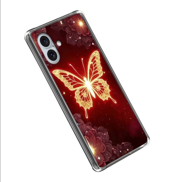 Vibe iPhone 16 -kansi - Kultainen Perhonen Red
