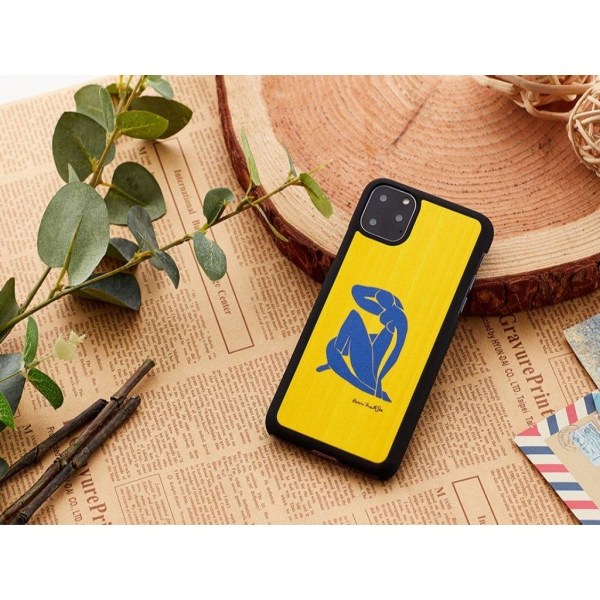 Man&Wood premium-kotelo iPhone 11 Pro - Nu Bleu Yellow