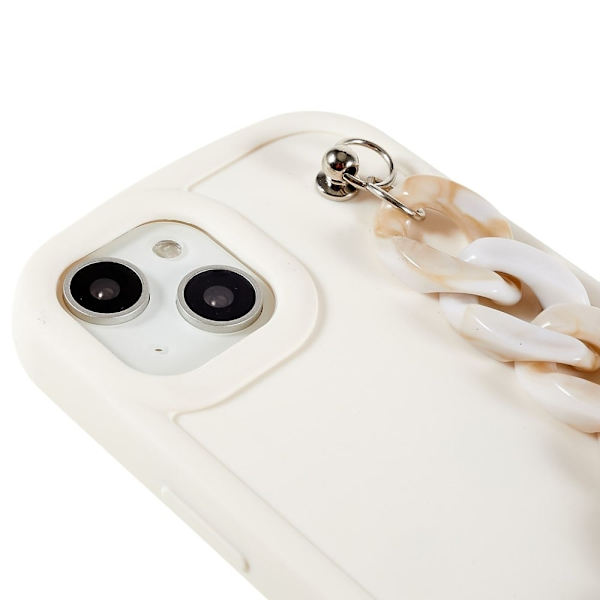 Marmormotiv iPhone 14 Plus skal - Gul / Vit Marmorkedja Vit