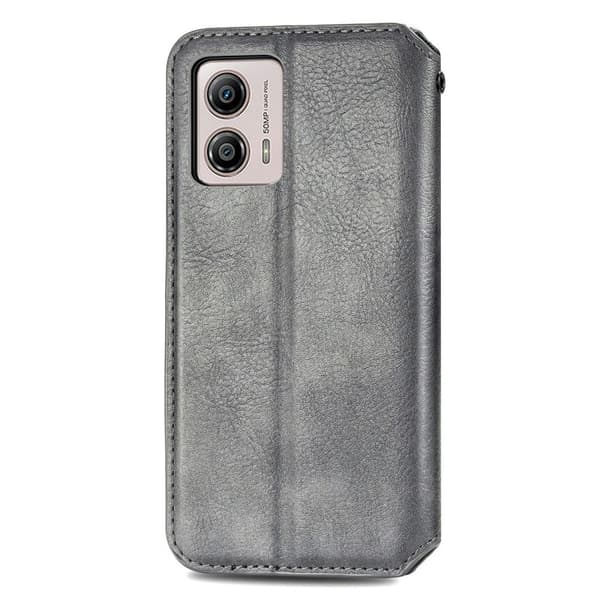 Læretui med A Stilfull Rhombus Imprint til Motorola Moto G53 - Grå Silver grey