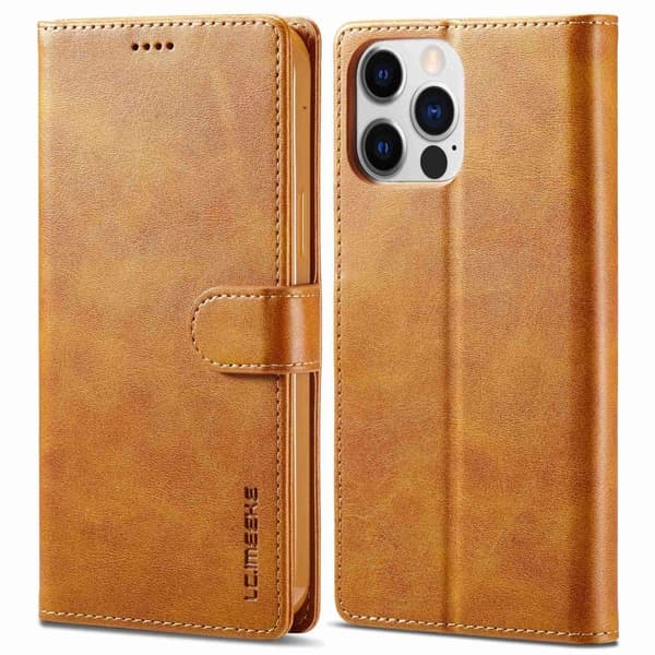 LC.IMEEKE iPhone 14 Pro Flippetui - Lysebrun Brown